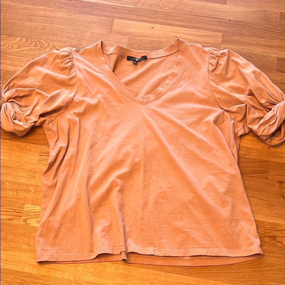 7 For All Mankind Orange Ruched Blouse